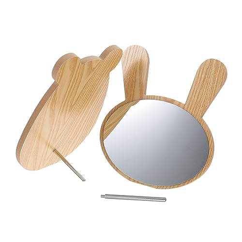 Espejo de maquillaje de mesa 2 piezas diseño conejo y oso