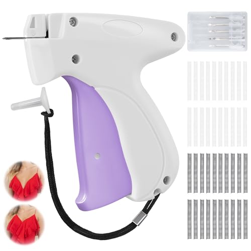 Image of Micro Sewing Gun Stitch Gun for Clothes, White /Light Purple Color Versatile Stitching Gun for Hemming Pants Repairing Seams and More