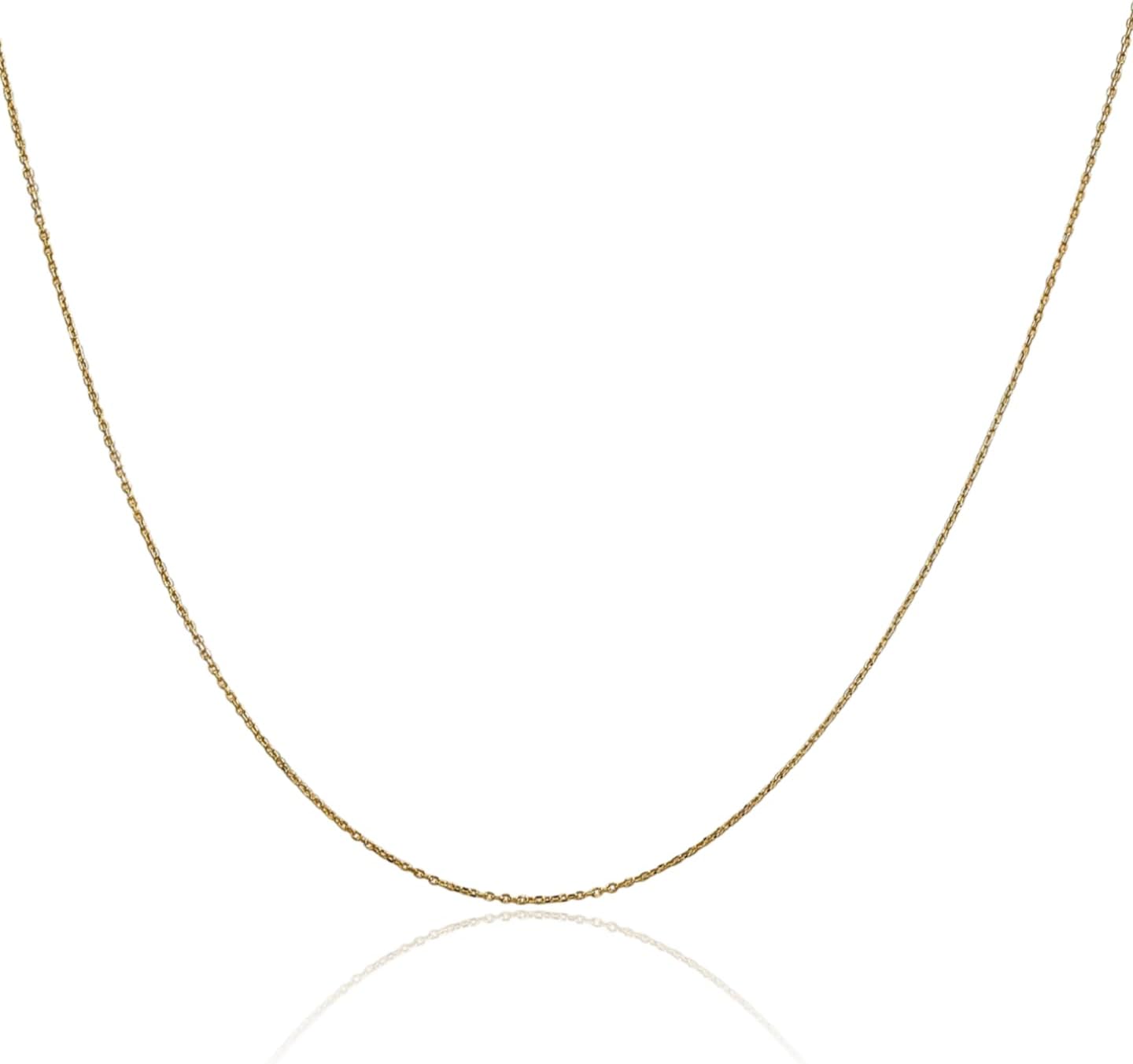 IceCarats 10K Solid Yellow Gold 0.6mm Dainty Round Cable Chain Necklace Diamond Cut