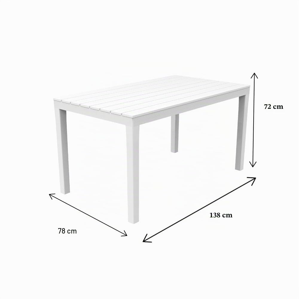 Dmora Table d'extérieur Vasto rectangulaire 138x78h72 cm Blanc Made in Italy