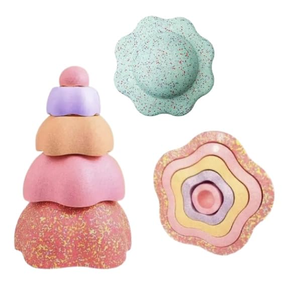 Generisch Balanciersteine mit Balancierbrett als Set für Kinder I Spiel- & Stapelsteine I Motorikspielzeug I Kreativität I Bewegungsspiel I Indoor & Outdoor (Red Set)