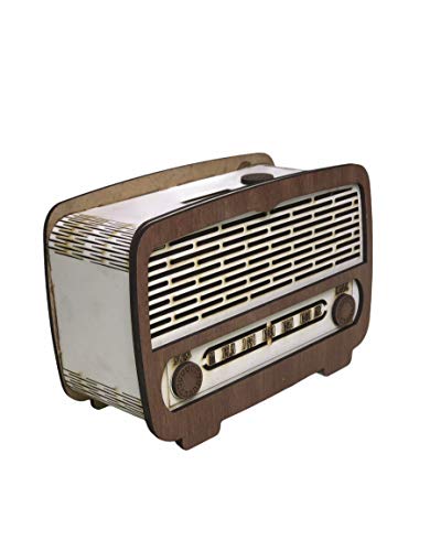 Ahşap Dekoratif Kırmızı Radyo Kumbara Ev Dekorasyonu Nostalji Radyo (Ceviz)