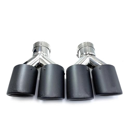 Tubo de escape coche universal con silenciador doble de 70mm a 89mm para modificación estética 1