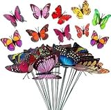 Jupengmg 25PCS Butterfly Garden Decorations, 11.2 Inch Decorative Garden Stakes, Artificial Waterproof Butterfly Stakes for Indoor/Outdoor Plant Pot Flowe Christmas Yard Decor