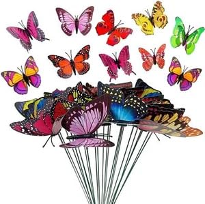 25PCS Butterfly Garden Decorations, 11.2 Inch Decorative Garden Stakes, Artificial