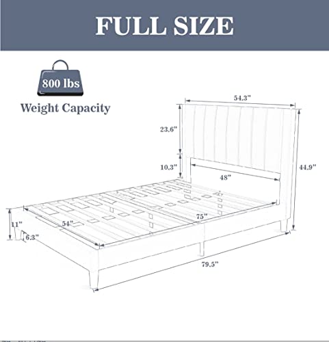 Modern Velvet Full Bed Frame - Durable, No Box Spring Needed - Image 2