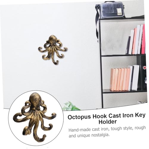 Crochet octopus en fer mural 15 cm doré avec multiples supports de suspension