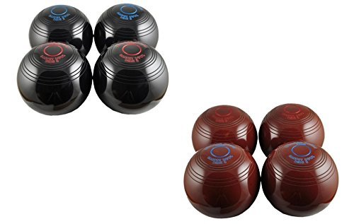 Drakes Pride Black Biassed Indoor Carpet Bowls - 2 Pairs With Coloured Rings (Green & White), Set Of 4 Bowls