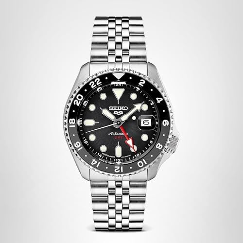 SEIKO SSK001 Automatic Watch for Men - 5 -Sports - Black Dial with Date Calendar and Luminous Hands & Markers and Black & Gray GMT Bezel, 100m Water-Resistant — view 5