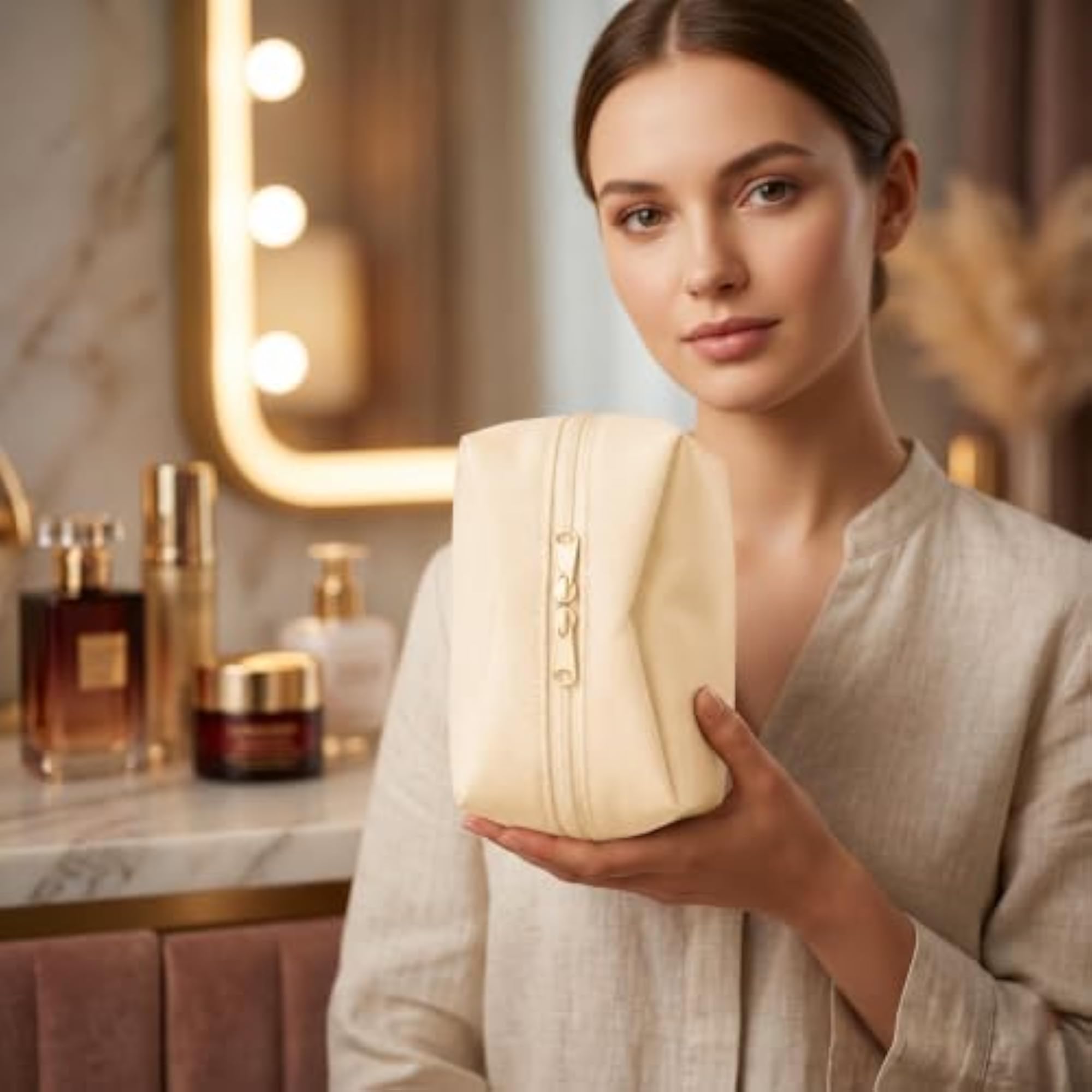 Minimalist Microfiber Travel Makeup Bag for Women