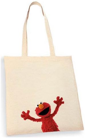 Sesame Street Elmo Tote Bag beige cotton handbag, shopping bag, fashion bag.