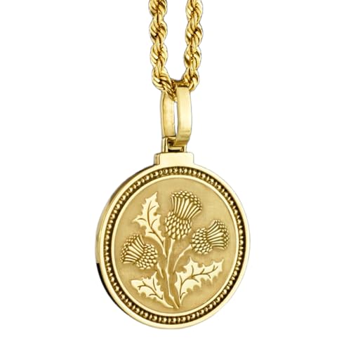 Collier pendentif rond argent 925 lys plaqué or homme femme