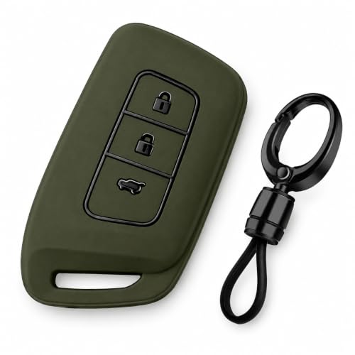 Image of JVCV Soft TPU Key Cover Compatible with New MG Hector, Hector Plus, Windsor and Windsor Pro EV Smart Key | Scratch-Resistant Protective Case (Matte Green Style A)