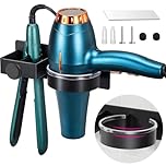 CHAMSUREUK Hair Dryer And Straightener Holder, Hairdryer Holder Station Wall Mounted, Shelf Bracket Stand Hanger Organizer Blow Storage With Cable Tidy Rack For Dressing Bathroom Barber Shops