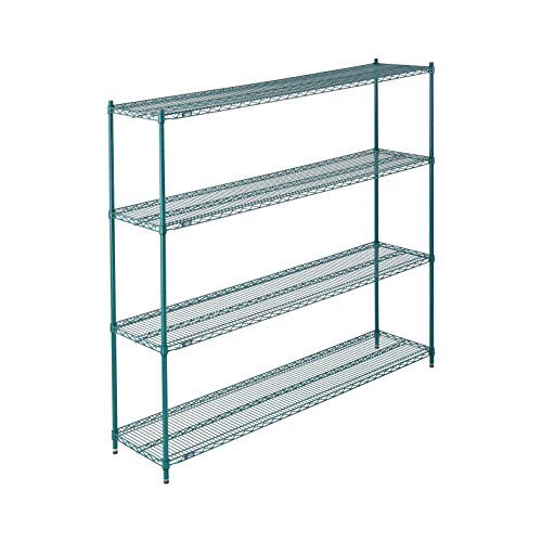 Nexel Poly-Green Adjustable Wire Shelving Unit, 4 Tier, Heavy Duty Commerical Storage Organizer Wire Rack, 18