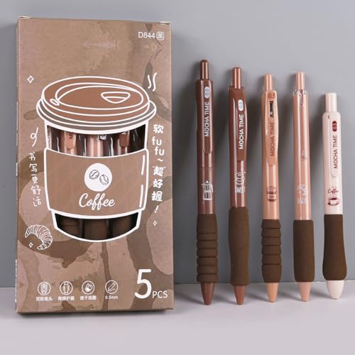 Bolígrafos de gel retractiles con diseño café 10 piezas miniatura 6