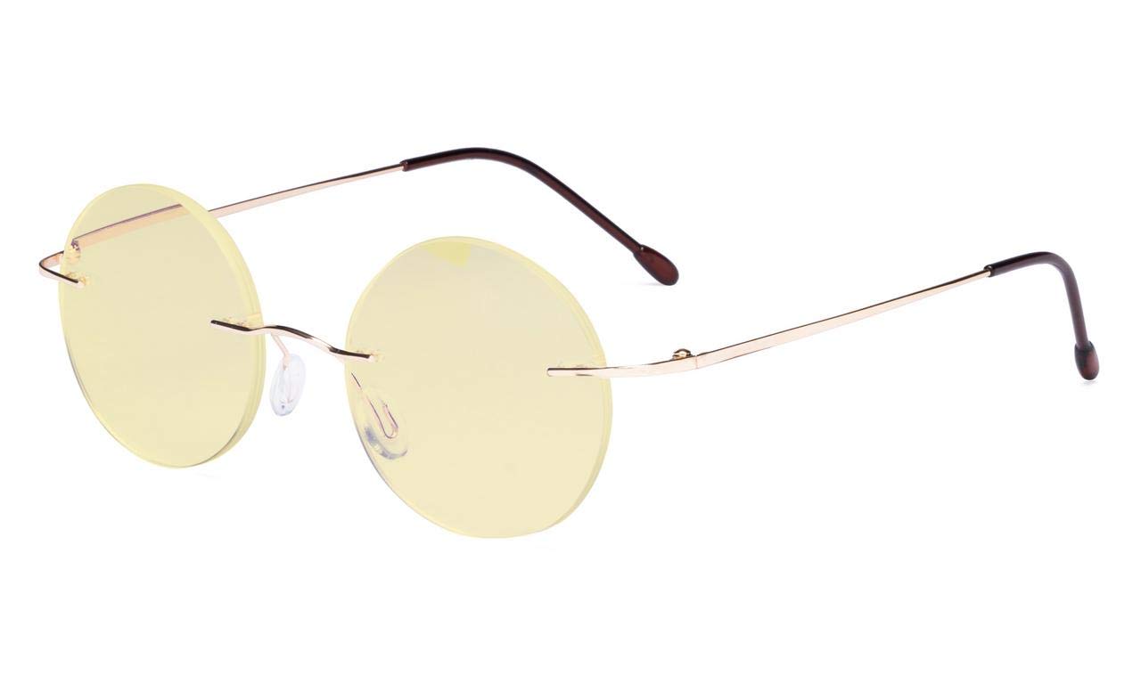 Eyekepper Titanium Rimless Orange Tinted Lenses Computer Reading Glasses Readers Men Women