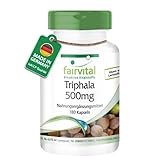 fairvital Triphala 500 mg, 180 vegane Kapseln, Ayurvedische Dreifrucht, Amalaki, Haritaki, Bibhitaki, Qualitätsgeprüft und hochdosiert, Made in Germany