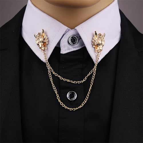 Image of WCRAZYE Vintage Wolf Head Lapel Brooch Set for Men Women Antique Animal Dire Wolf Head Coyote Antique Retro Lapel Brooches Badge Men's Suits Buckle Neckwear Accessories
