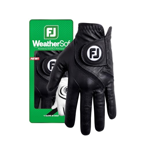 FootJoy Men's WeatherSof Golf Glove, Black/Black, Large, Worn on Left Hand