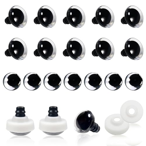 TOAOB 16pcs Plastic Safety Eyes 14mm Large Oval Craft Crochet Doll Eyes with Washers for Stuffed Animals Amigurumis Crocheting Dolls Making