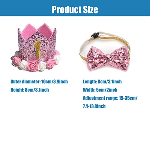 Geburtstagshut für Hunde, Katze, Hund, Geburtstagskrone, Hut und Fliege mit 0–9 Figuren, Charms, Partyzubehör für kleine, mittelgroße Welpen, Kätzchen, Blau (rosa)