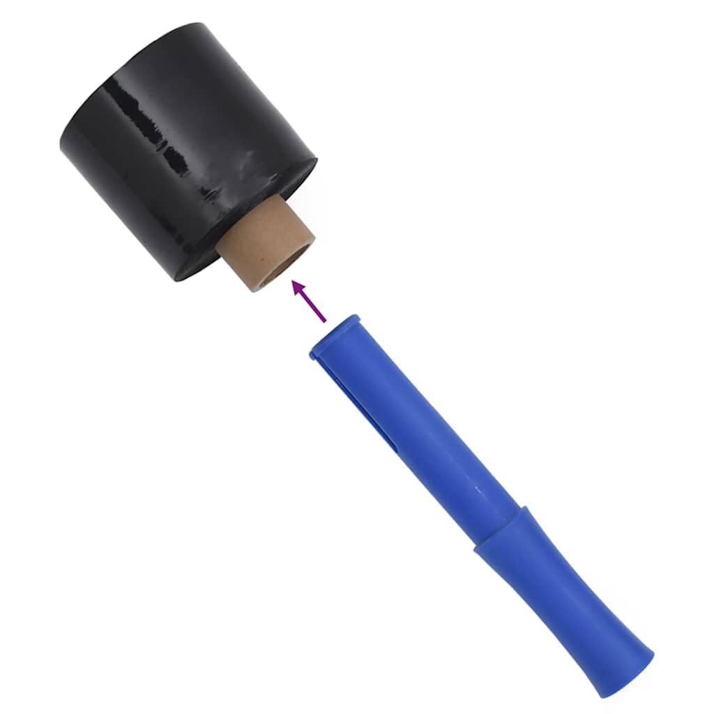 Folie stretch czarne 23 μm 10 cm x 300 m PE materiał opakowaniowy 10 szt. z uchwytem do kartonu, materiałów wysyłkowych, tapicerki i ochrony transportowej, wszechstronne zastosowanie, ochrona
