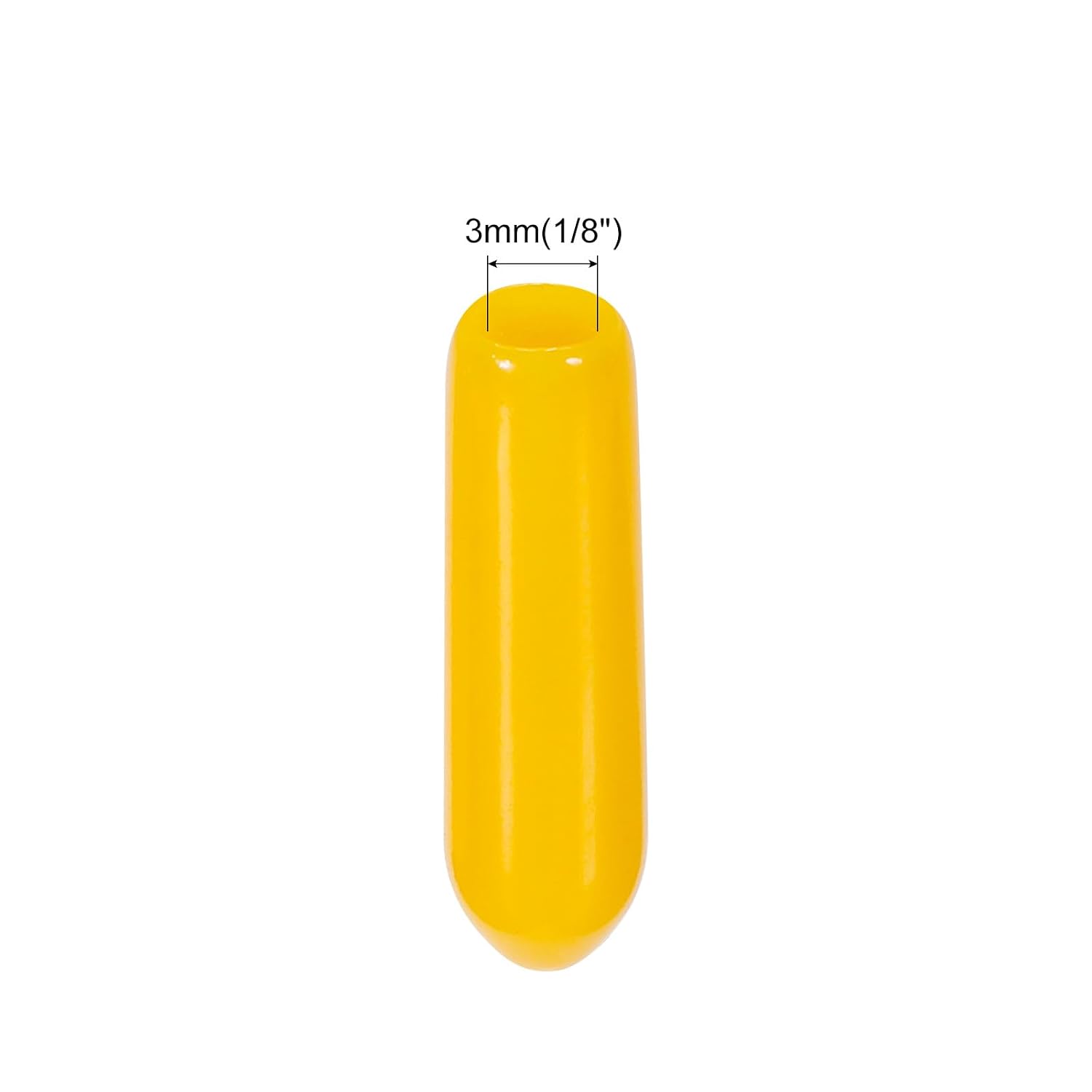MECCANIXITY 50pcs 1/8 inch(3mm) Rubber End Caps Cover PVC Vinyl Screw Thread Protector Round Wire Shelf Caps for Screw Bolt Pipe Fence Post, Yellow