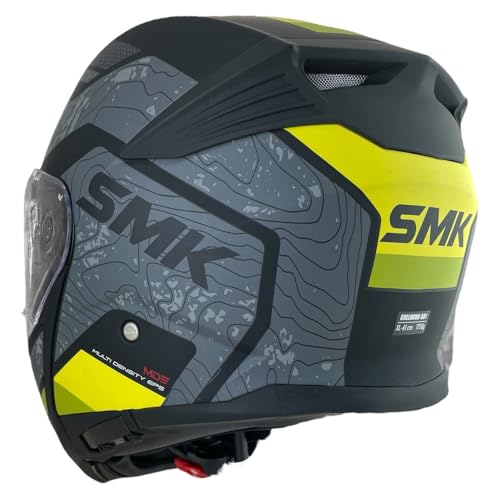 SMK Helme GULLWING Navigator Modularhelm, Schwarz, Gelb und Grau, Zulassung 22.06, mit Doppelvisier, P/J (2XL 63/64)