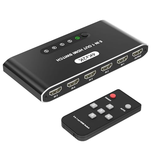 Caja divisora selector HDMI 4K de 5 puertos con concentrador de conmutación y mando