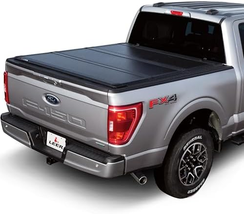 LEER HF350M Tri-Folding Truck Bed Tonneau Cover, Fits Ford Ranger, Years 2019-2023, 6' Truck Bed, Black