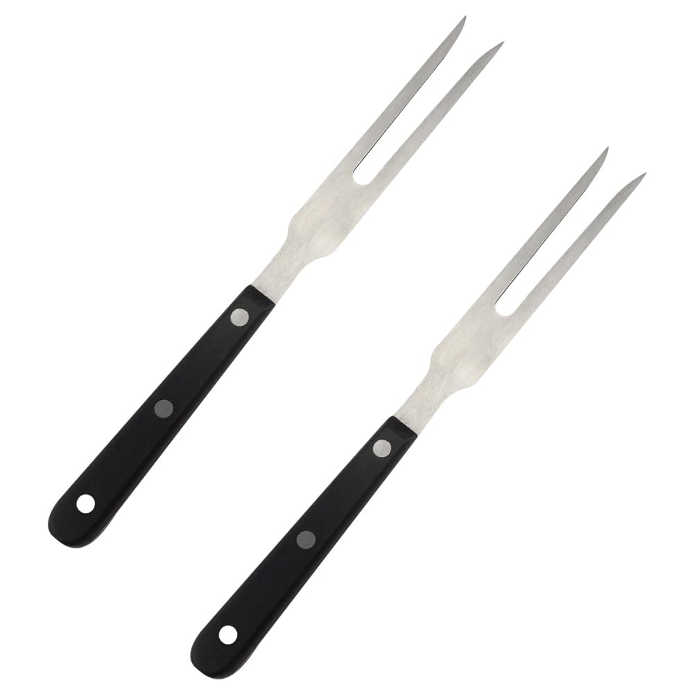 GSHLLO Fleischgabeln aus Edelstahl, mit Holzgriff, Serviergabeln für Grill, Fleisch, Küche, Steakgabel, langer Griff, Topfgabeln, Grillgabeln, Metall, klassische Grillgabeln, 2 Stück