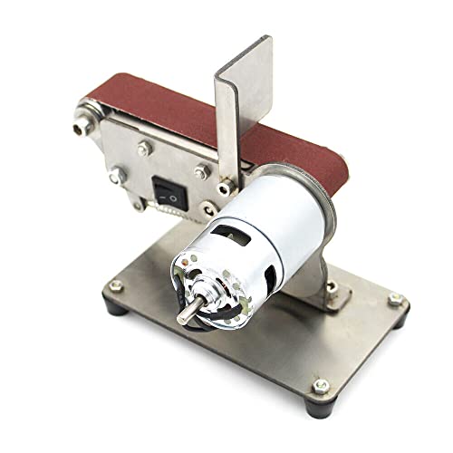 KLOOLIVE 300W Mini Levigatrice Cintura Macchina Levigatrice Elettrica Nastro Levigatore Macchina da Lucidatura Nastro Levigatrice DIY con 10 Nastri Abrasivi (Motore 795)