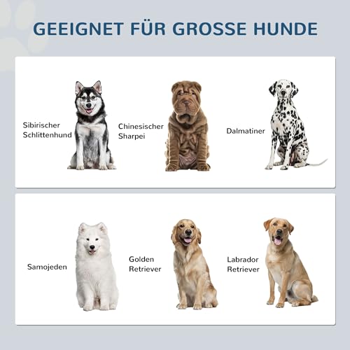 PawHut Erhöhter Hundenapf Futternapf mit Ständer Wassernapf 2 x 2L Edelstahlnäpfen Langsamfutternapf für Große Hunde, Weiß