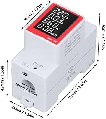 AC DIN Rail Ammeter Voltmeter Digital Power Meter Electric Energy Meter Voltage Volt Amp Watt Tester AC 50~300V