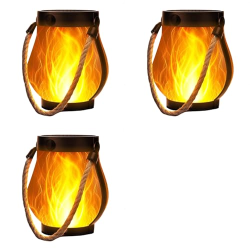 Lanterne d'extérieur étanche lampe solaire suspendue jardin éclairage flamme vacillante rechargeable