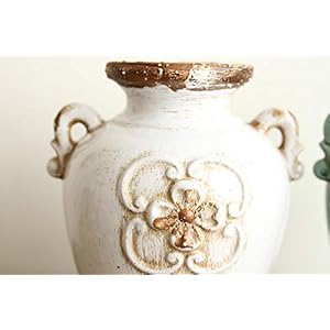 Soyizom Unique Shabby Chic White Rustic Ceramic Vase, 17cm Height, Suitable for Tabletop, Kitchen, Office, Living Room Decoration Soyizom Unique Shabby Chic White Rustic Ceramic Vase 17cm Height Suitable for Tabletop Kitchen Office Living Room Decoration