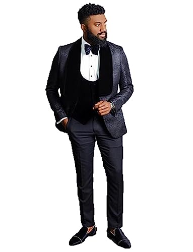 Smoking homme mariage costume veste jacquard et gilet
