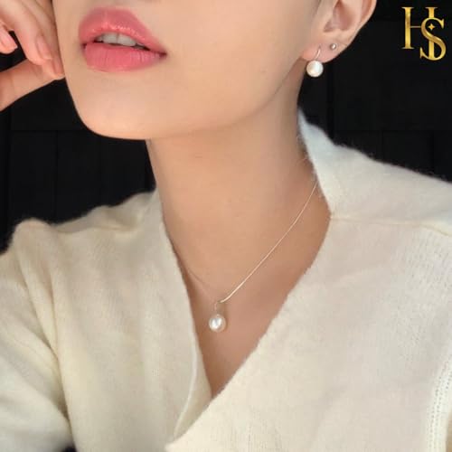 HighSpark Pearl Earrings Pendant Chain Set | 92.5 Sterling Silver & Brilliant Lustre Pearls | Lovely Gift for Women & Girls - Image 4