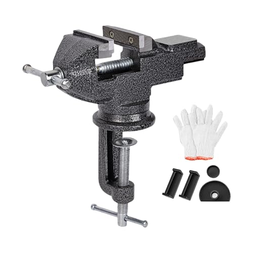 BinZyronic 360度回転バイス 鋳鋼製 作業台用 ブラック ? 多機能クランプで家庭用修理や木工に対応