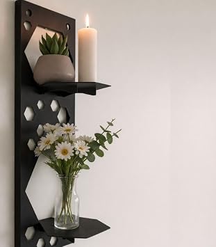 Risingmaber Metal Siyah Vidal  Duvar Raf , Petek Raf,  ki Katl  Mutfak Banyo Raf , Kitap Raf  MT126S