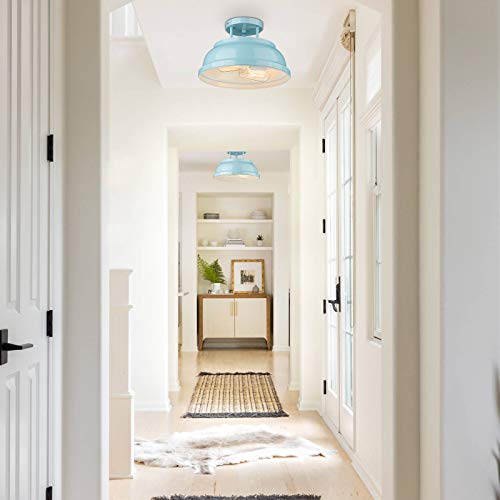 Image of zeyu Modern Semi Flush Ceiling Light - 2-Light Ceiling Light Fixture for Living Room Bedroom Kitchen Hallway, Blue Finish, ZY29-F SF