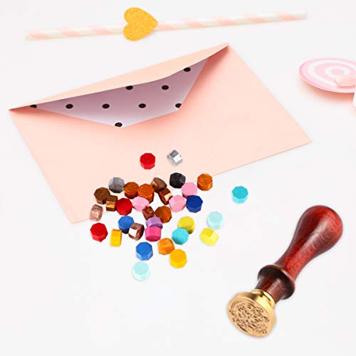 NUOBESTY Kit de Lacre de Cera Contas de Lacre de Cera Carimbo de Cera para Selagem de Lacre de Cera