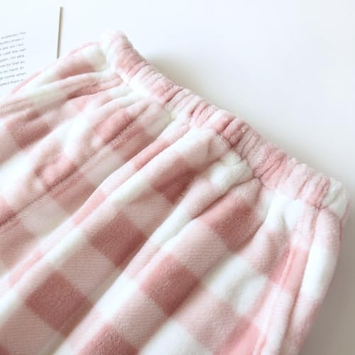 Womens Plaid Fluffy Pajama Pants Fuzzy Fleece Cozy Lounge Pants with Pockets Winter Warm Pj Bottoms2