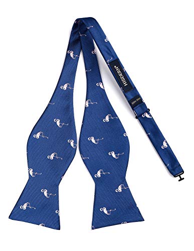 Image of HISDERN Bow Ties for Men Self Tie Animal Bowties Pocket Square Woven Silk Fun Bowtie Handkerchief Set for Wedding Party