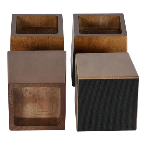 EasyPAG Bed Risers 4 inch Heavy Duty Elevate Height 3 inch Wood Furniture Risers for Couch Table Desk Support 2200 Lbs 1-inch Deep Anti-Fall Edge Bed Lifts with Non-Slip Pads 4 Pack Retro Brown