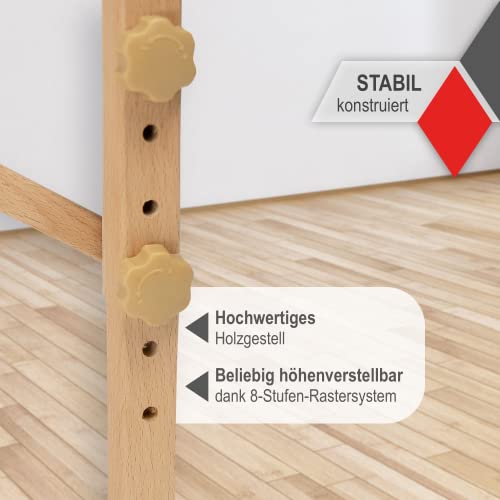 AcuMax Massagebed, massagetafel, massagebed, inklapbaar, in hoogte verstelbaar, draagbaar, met 2 zones, houten poten voor massage thuis, salon, massagestudio, kleur blauw - Image 5