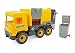 Wader 32123 - Middle Truck Müllwagen mit Mülltonne und mehreren Klappen, Spielzeugauto ab 12 Monaten, ca. 43 cm, gelb, ideal als Geschenk zum phantasievollen Spielen