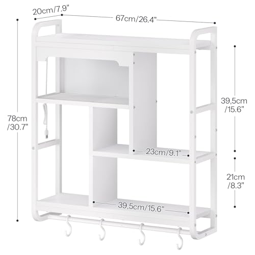 Image of HOOBRO Gaming Floating Shelves with LED Lights, 26.4 inch LED Wall Mounted Shelf, Modern Corner Shelf 3-Tier Display Rack for Wall Storage, Arched Design, for Kitchen, Living Room, Study, White WT44DBJ01