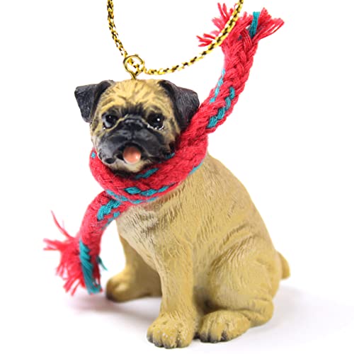 Pug Tiny Miniature One Christmas Ornament Fawn - Delightful!